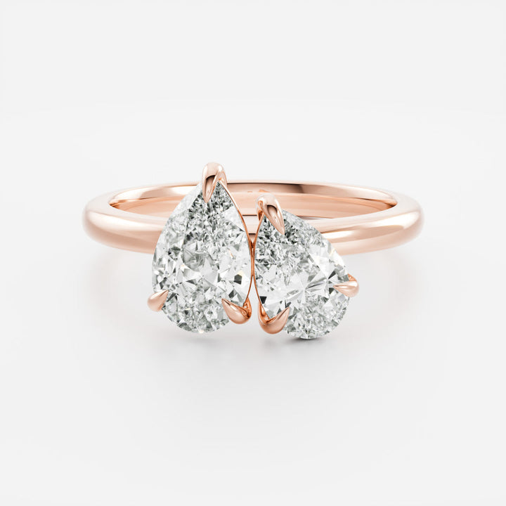 1.0CT Pear Cut E/VS Lab Grown Diamond Toi Et Moi Engagement Ring