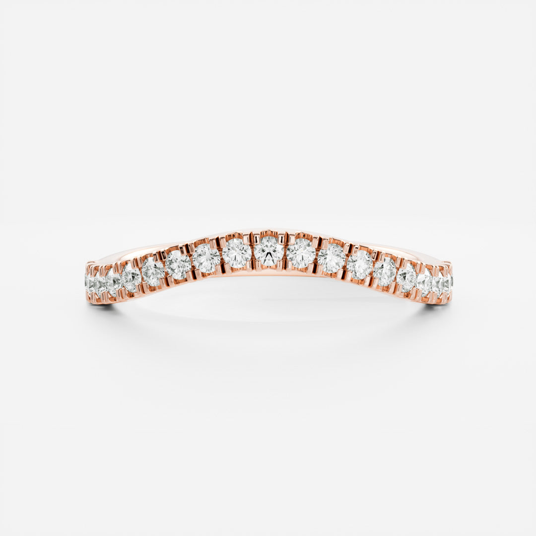 Round E/VS1 CVD Diamond Curved Pave Wedding Band