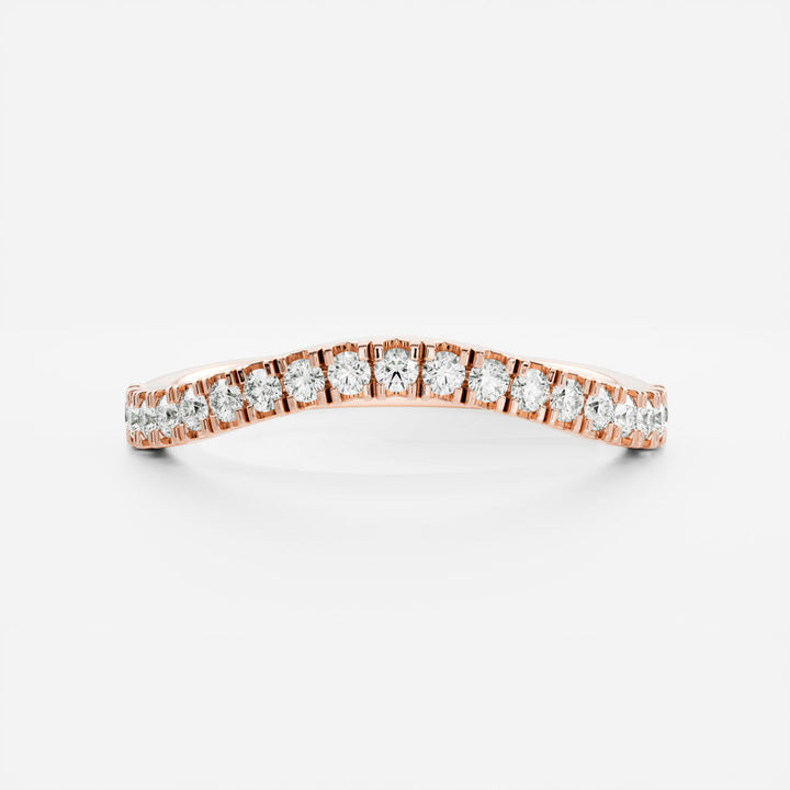 Round E/VS1 CVD Diamond Curved Pave Wedding Band
