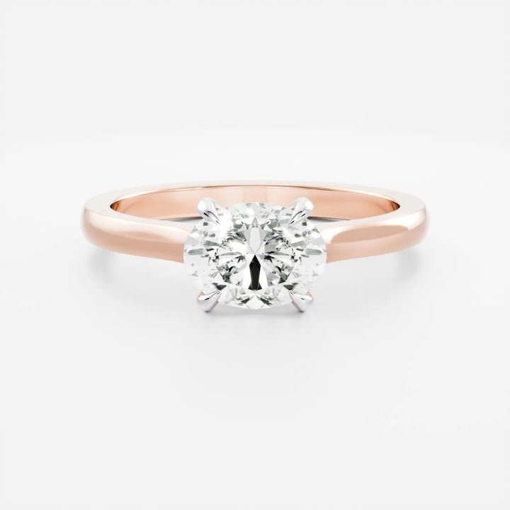 0.50CT East West Oval Cut Lab Grown Diamond Cathedral Engagement Ring