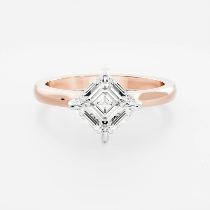 1.0CT Asscher Cut E/VVS IGI Certified CVD Diamond Cathedral Engagement Ring