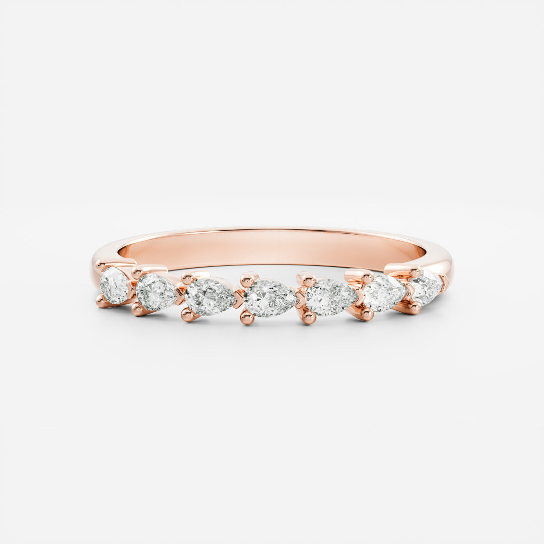 East West Pear E/VS1 Lab Grown Diamond Half Eternity Wedding Band