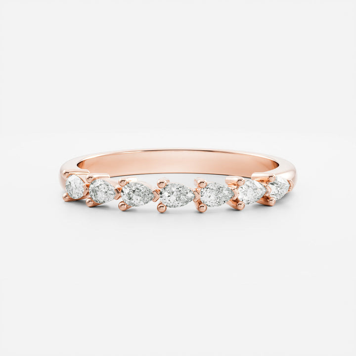 East West Pear E/VS1 Lab Grown Diamond Half Eternity Wedding Band