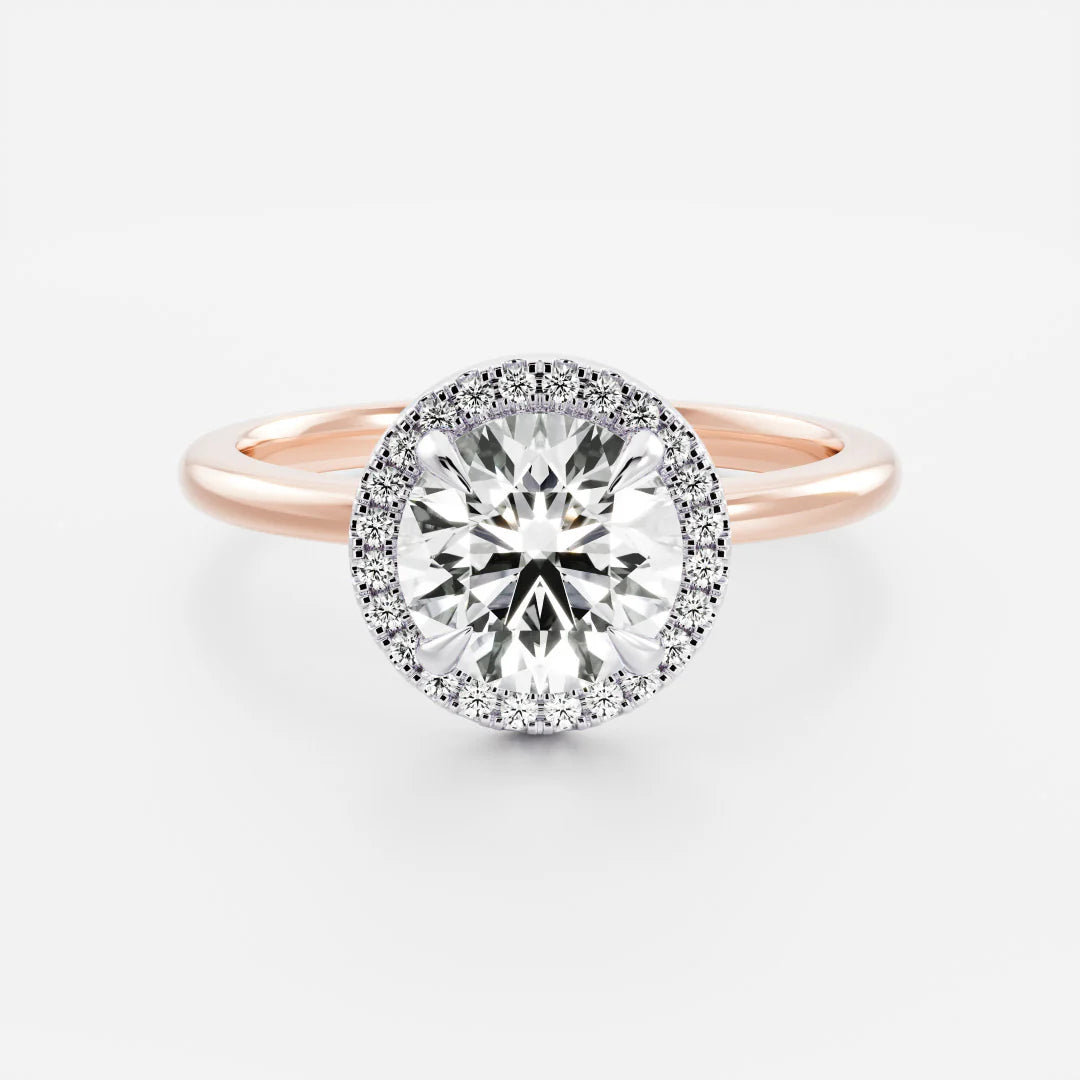 1.0CT Round Cut Lab Grown Diamond Halo Solitaire Engagement Ring