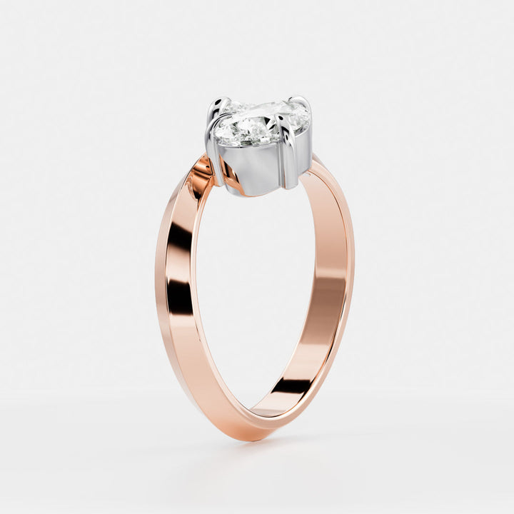 1.0CT Pear Cut Lab Grown Diamond Twisted Knife Edge Toi Et Moi Engagement Ring