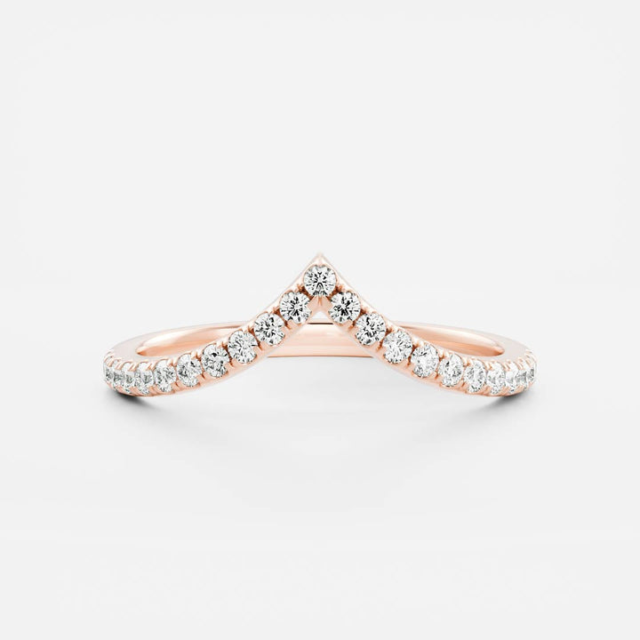Round E/VS1 Lab Grown Diamond Curved Pave Wedding Band For Her