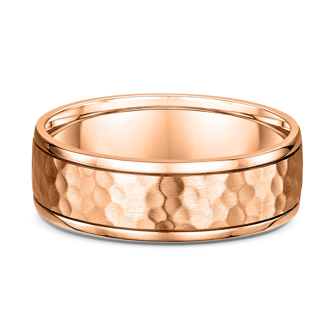 Rose gold ring with a textured band 