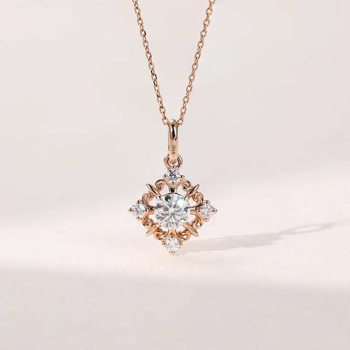 Round Cut Lab Grown Diamond Unique Snowflake Necklace Designs