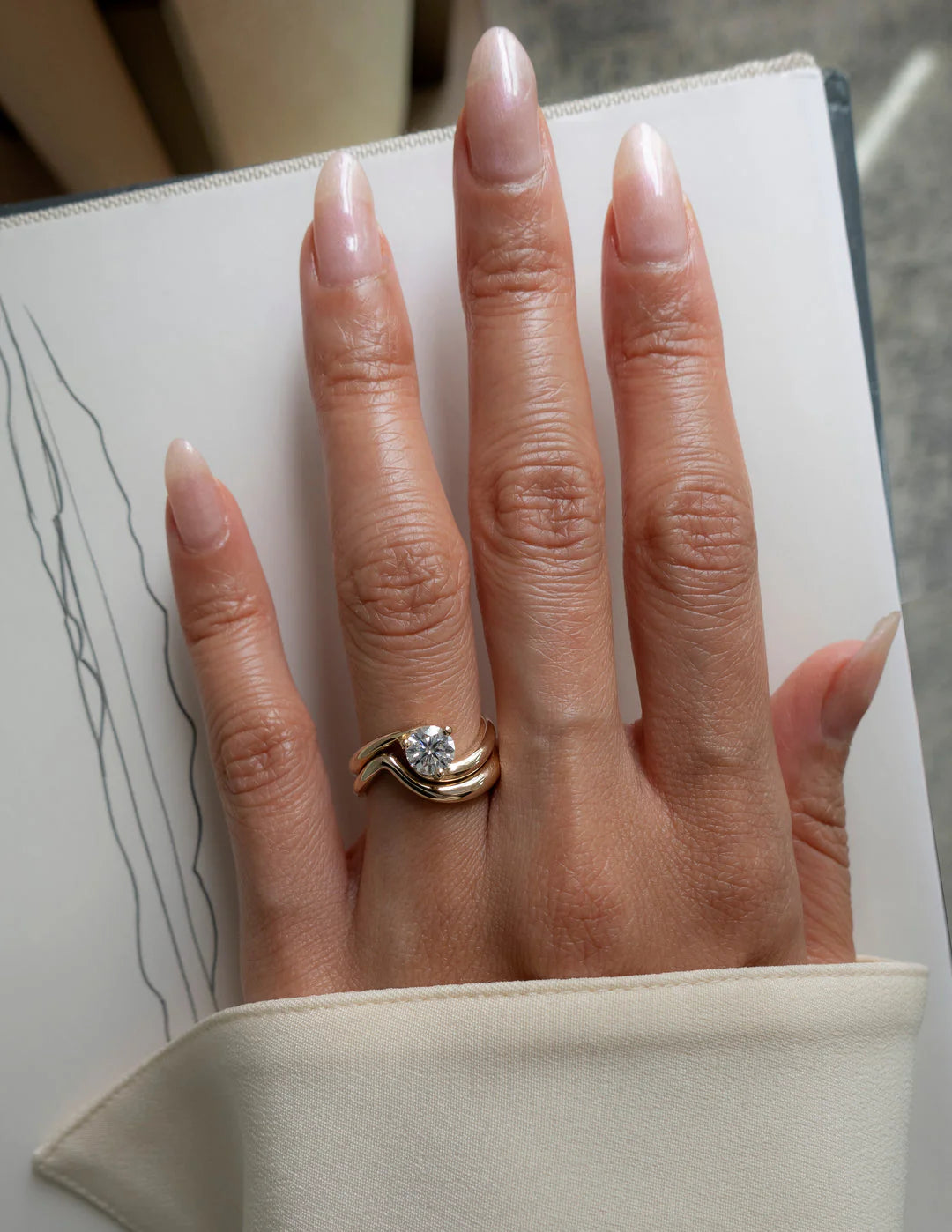 0.50CT-1.50CT Round E/VS Lab Grown Diamond Tension Style Unique Diamond Rings Classy With Matching Classic Band