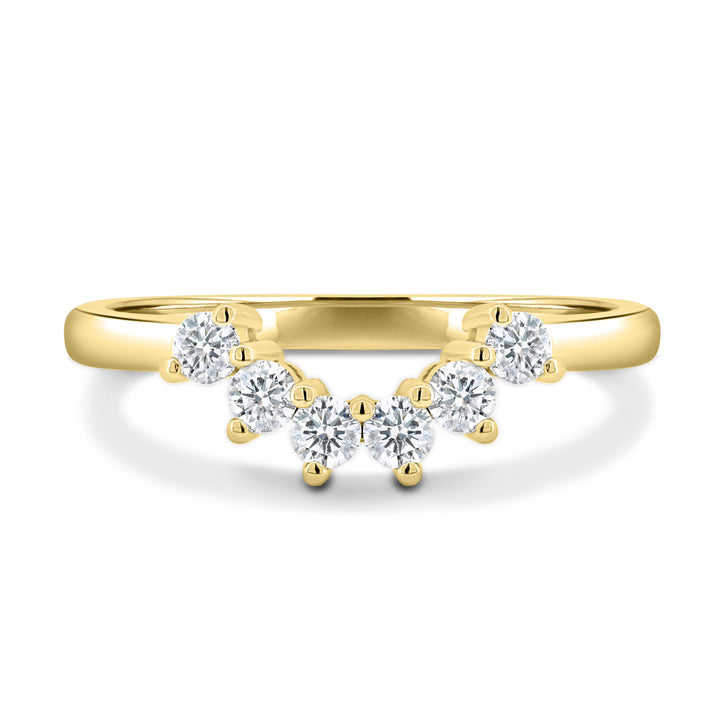 Round Accent Stone Lab Grown Diamond Curved Wedding Band