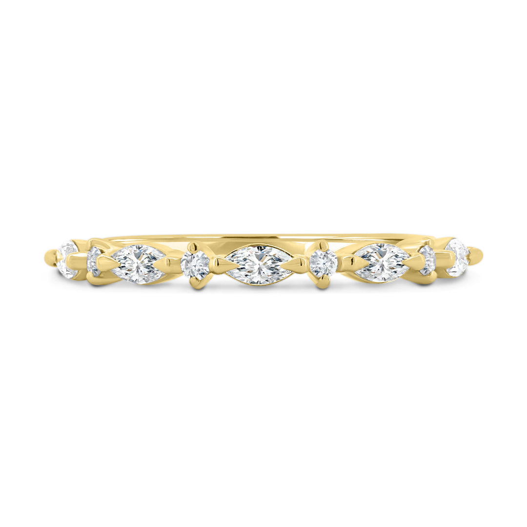 Round And Marquise Diamond  Half Eternity Wedding Band