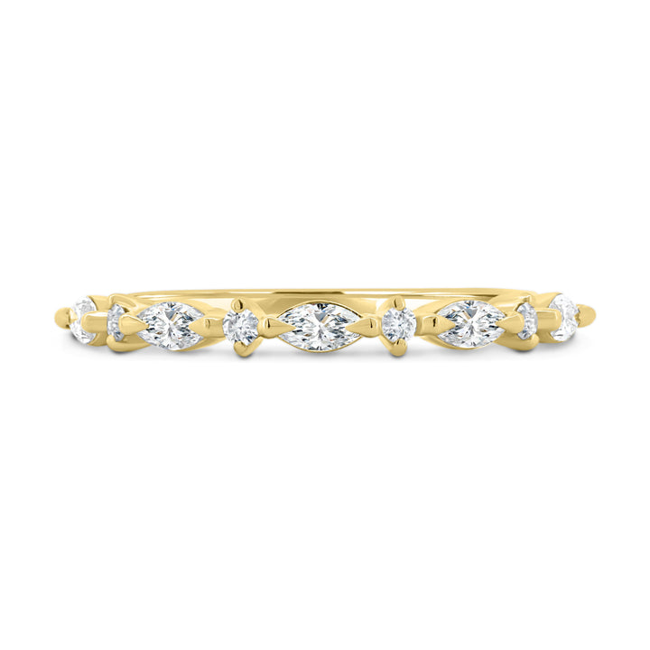 Round And Marquise Diamond  Half Eternity Wedding Band