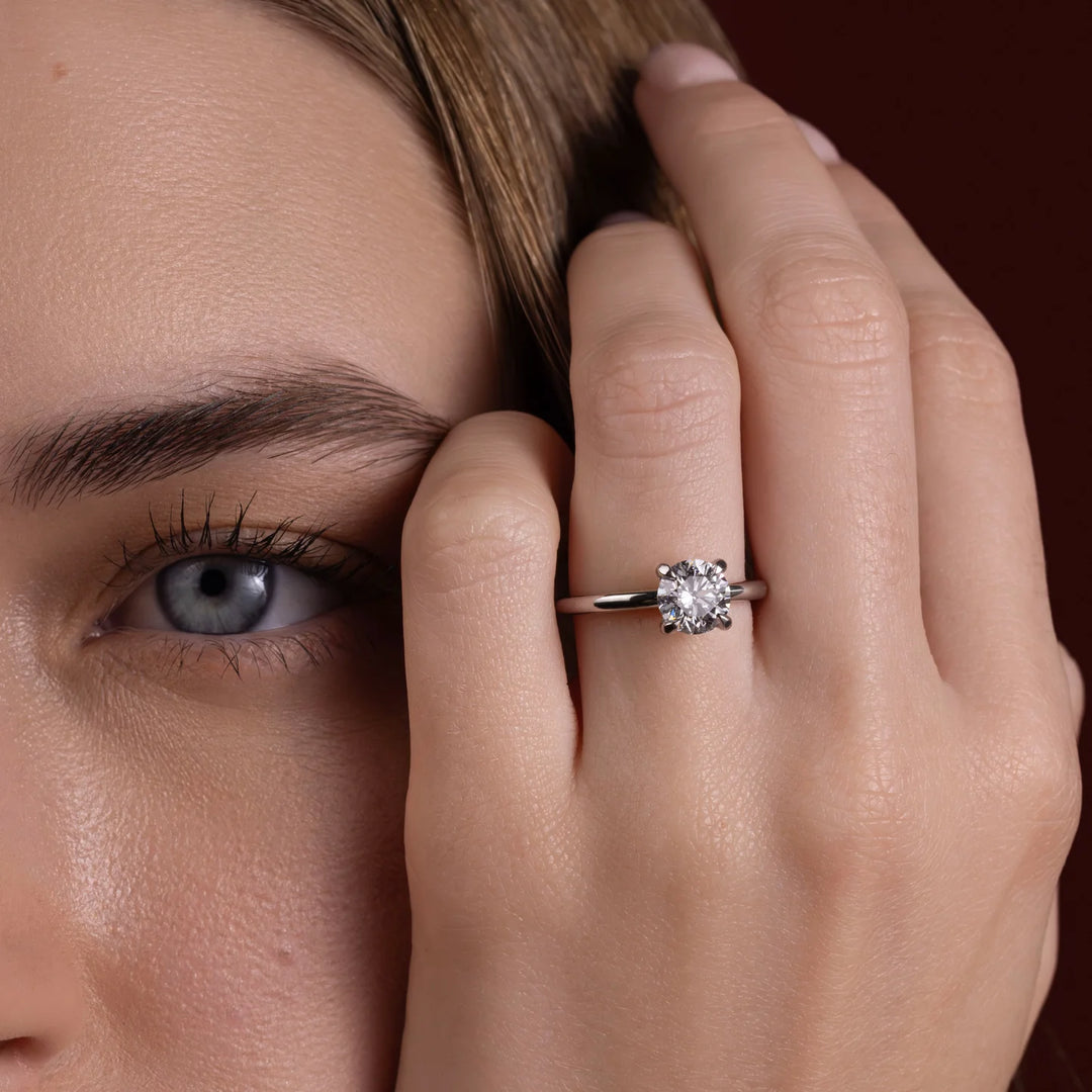 elegant round diamond solitaire engagement ring IGI certified USA