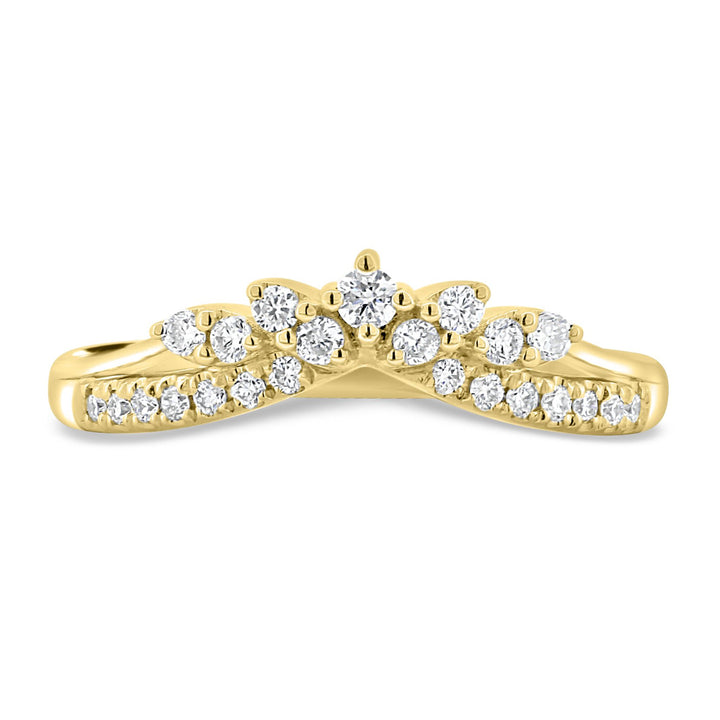 Round Cluster Unique Curved Pave Wedding Band