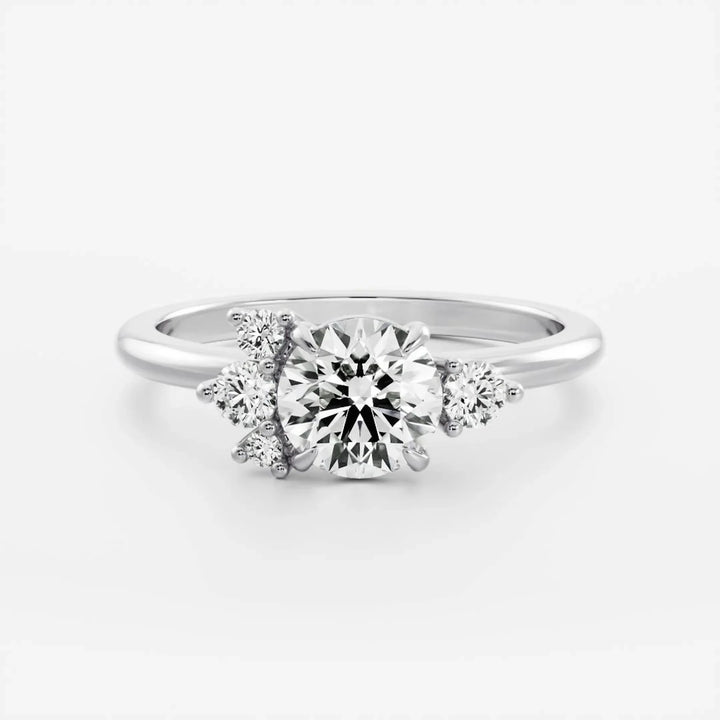 2 carat round diamond engagement ring cluster style lab grown USA