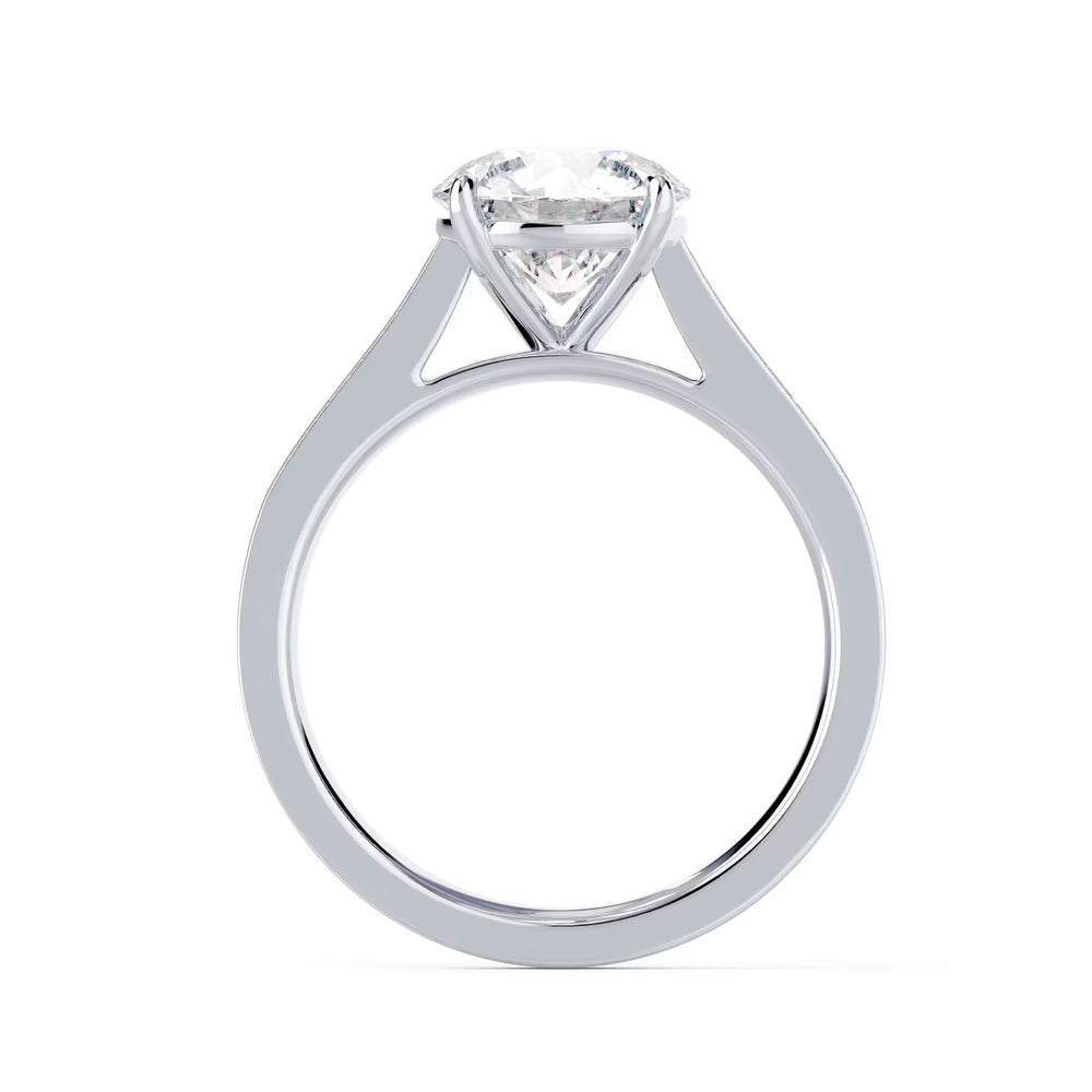 cathedral channel set engagement ring lab grown diamond
