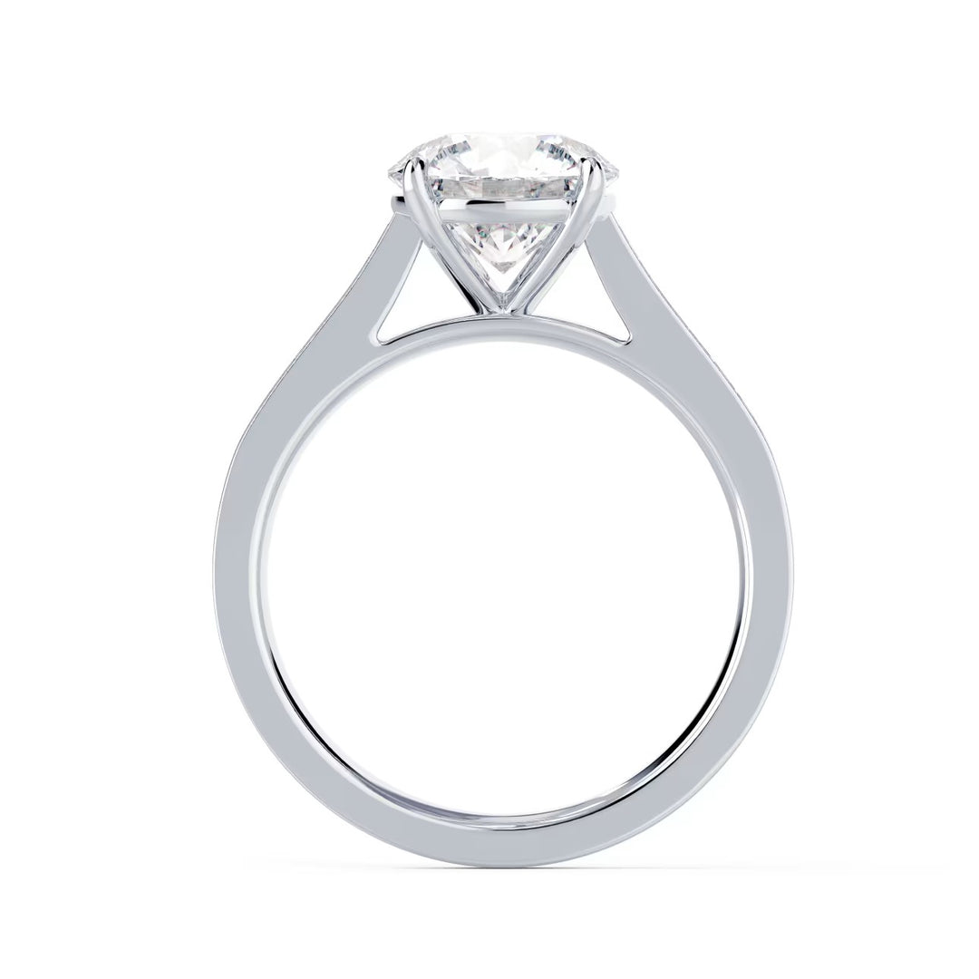 cathedral channel set engagement ring lab grown diamond