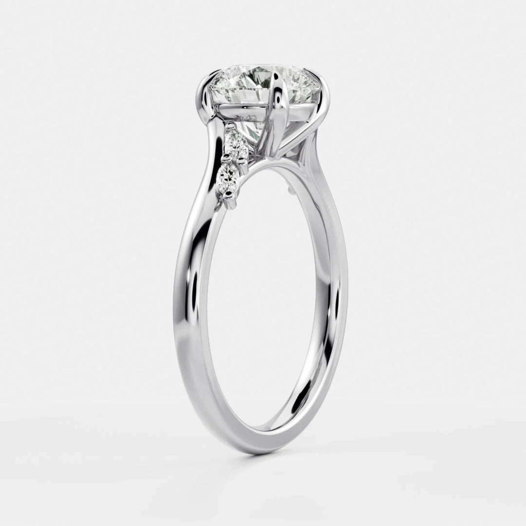 elegant round cluster engagement ring lab diamond 2ct IGI certified USA