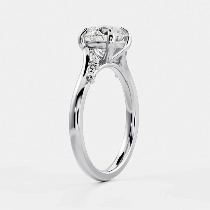 elegant round cluster engagement ring lab diamond 2ct IGI certified USA