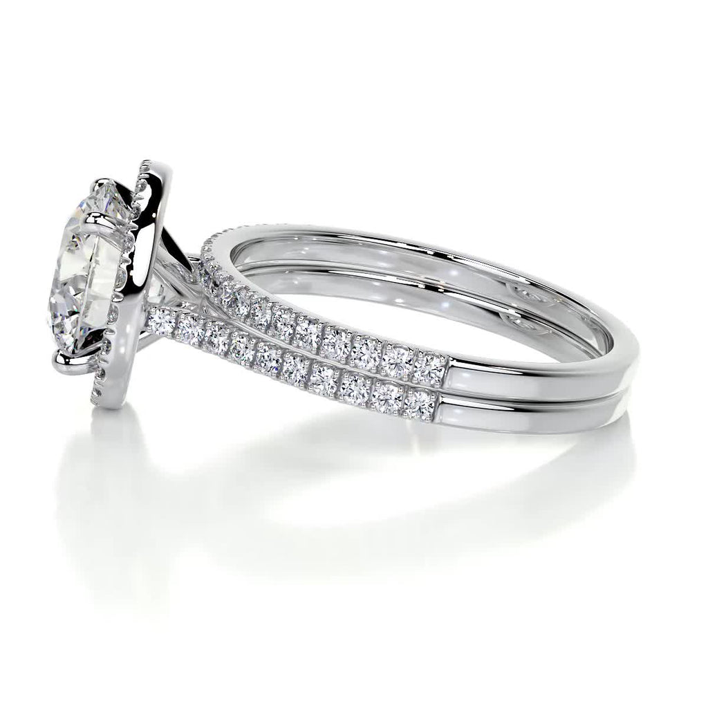 Round Cut Halo Engagement Ring Set