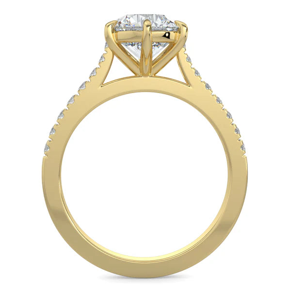 round cut cathedral pavé engagement ring 2 carat lab diamond USA