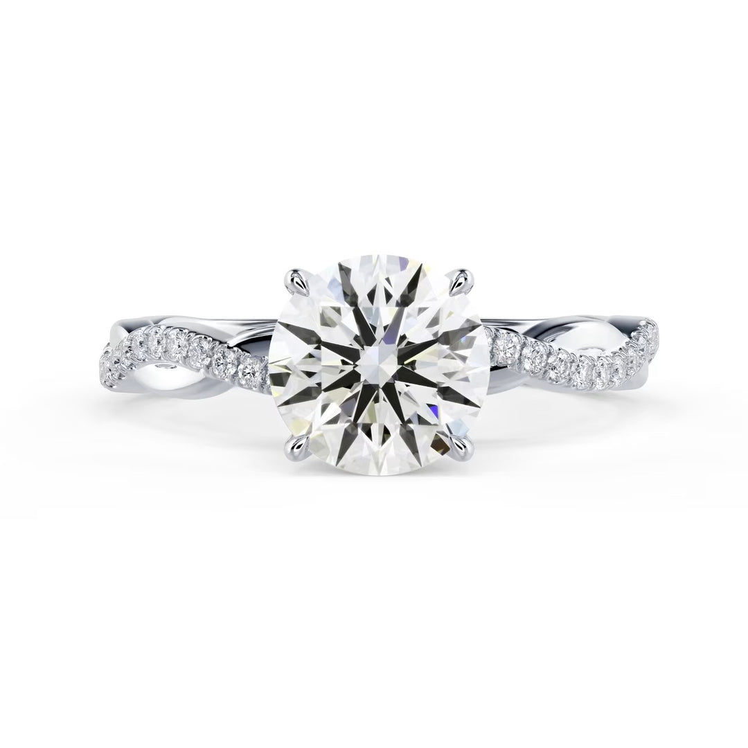 round cut lab grown diamond infinity pave engagement ring 1.5 carat E VS1