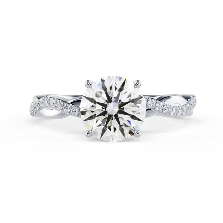 round cut lab grown diamond infinity pave engagement ring 1.5 carat E VS1