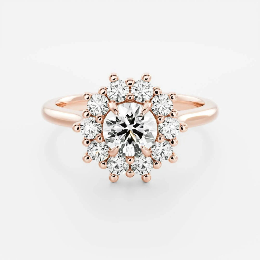round cut halo cluster engagement ring 1 carat lab diamond IGI USA