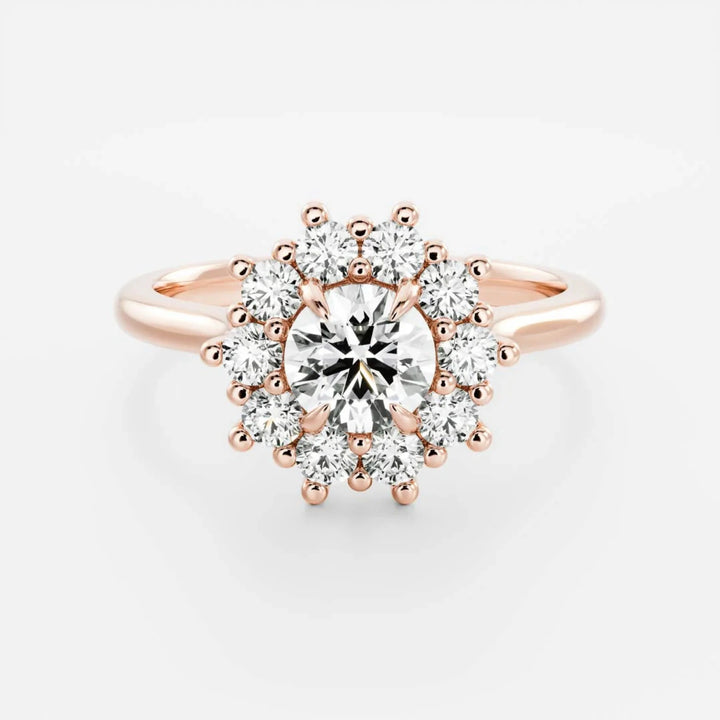 round cut halo cluster engagement ring 1 carat lab diamond IGI USA