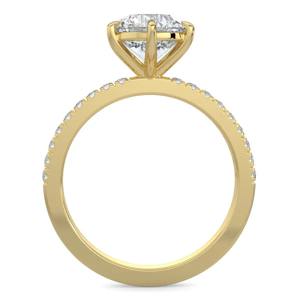 round cut pavé engagement ring 2 carat lab diamond USA