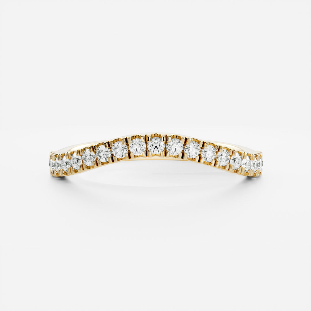 Round Lab Grown Diamond Curved Pavé Wedding Band