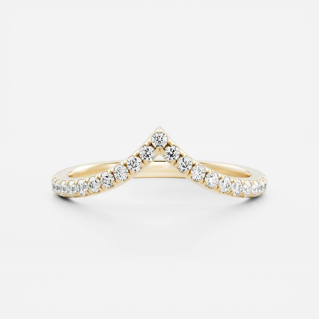 Round Lab Grown Diamond Curved Pave Wedding Band for Women