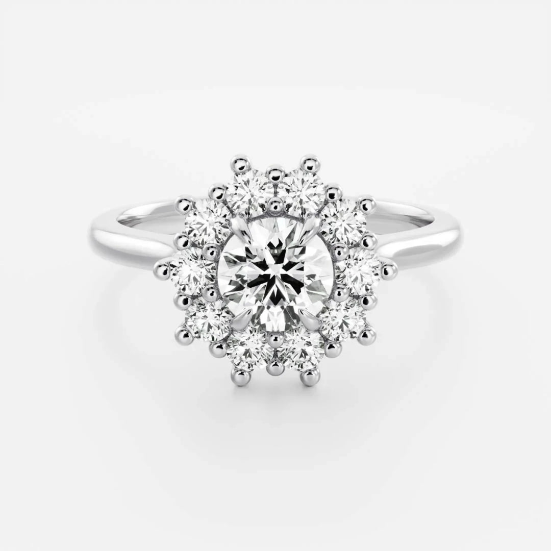 round halo cluster engagement ring petite lab diamond USA 1ct