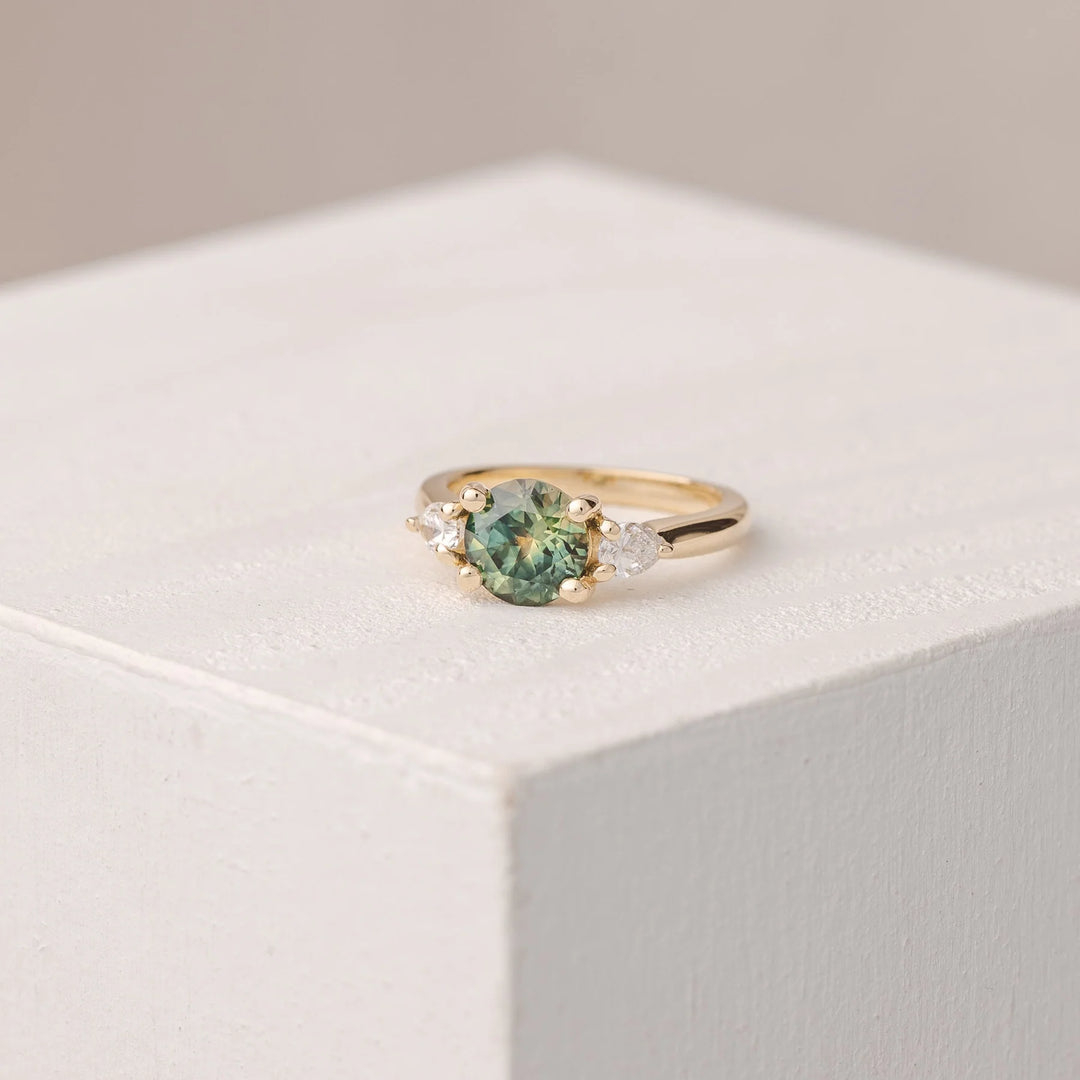 Lab Grown Green Diamond Trilogy Ring