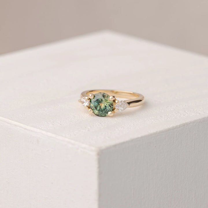Lab Grown Green Diamond Trilogy Ring