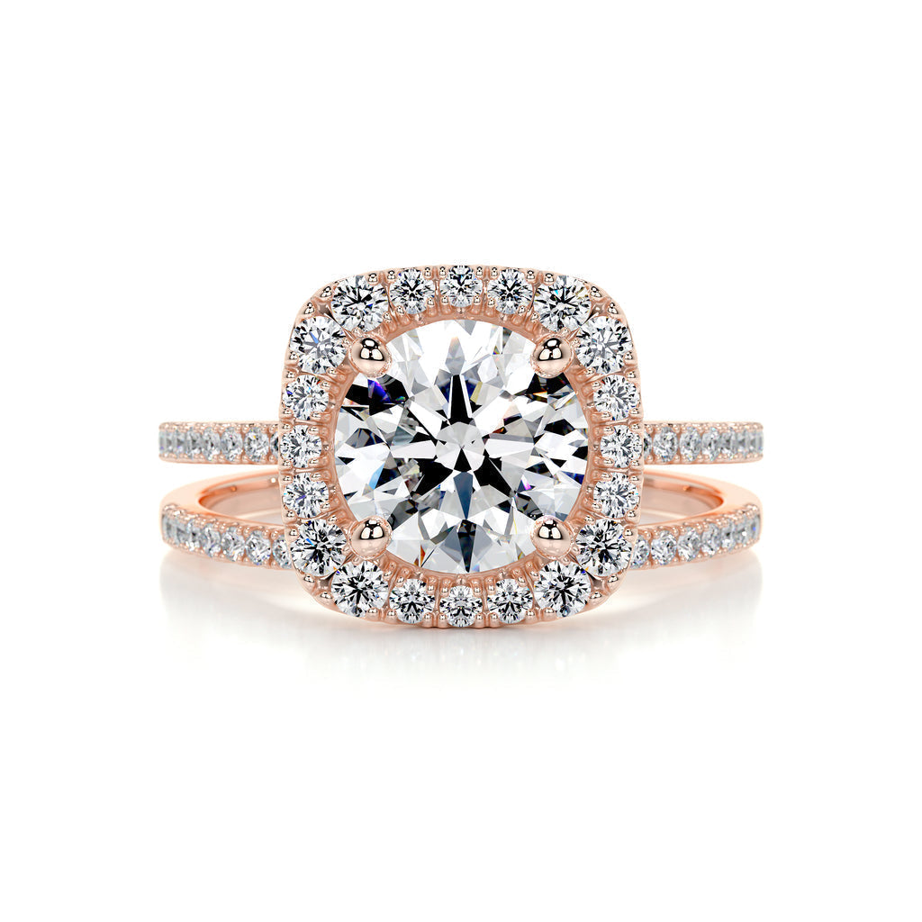 Round Halo Engagement Ring Set