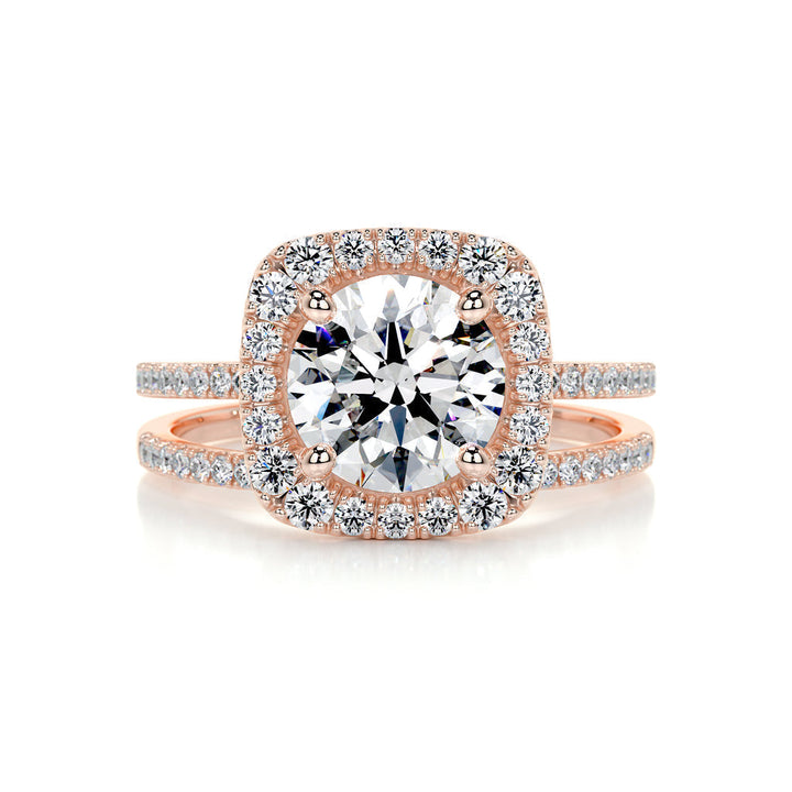 Round Halo Engagement Ring Set