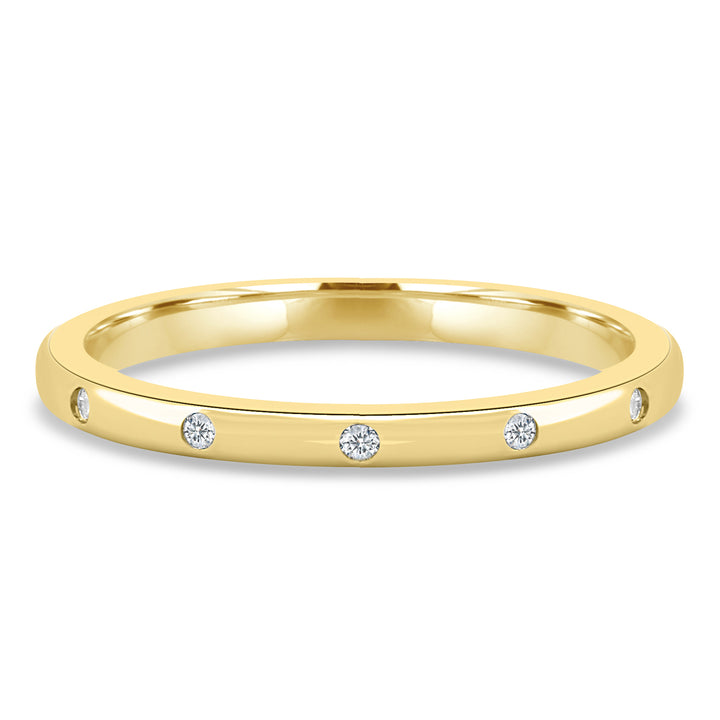 Round Flush Set Diamond Wedding Band