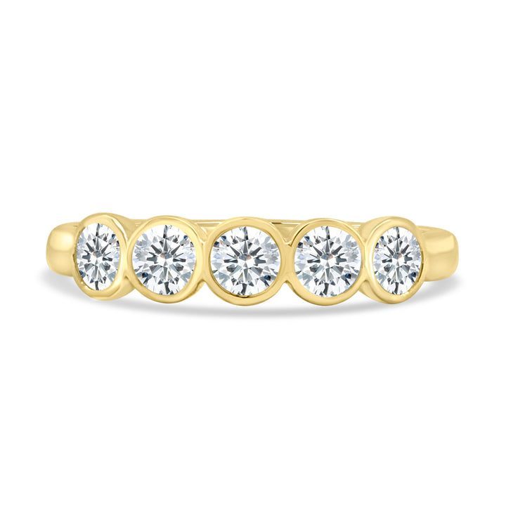 Round Bezel Set Lab Grown Diamond Half Eternity Wedding Band