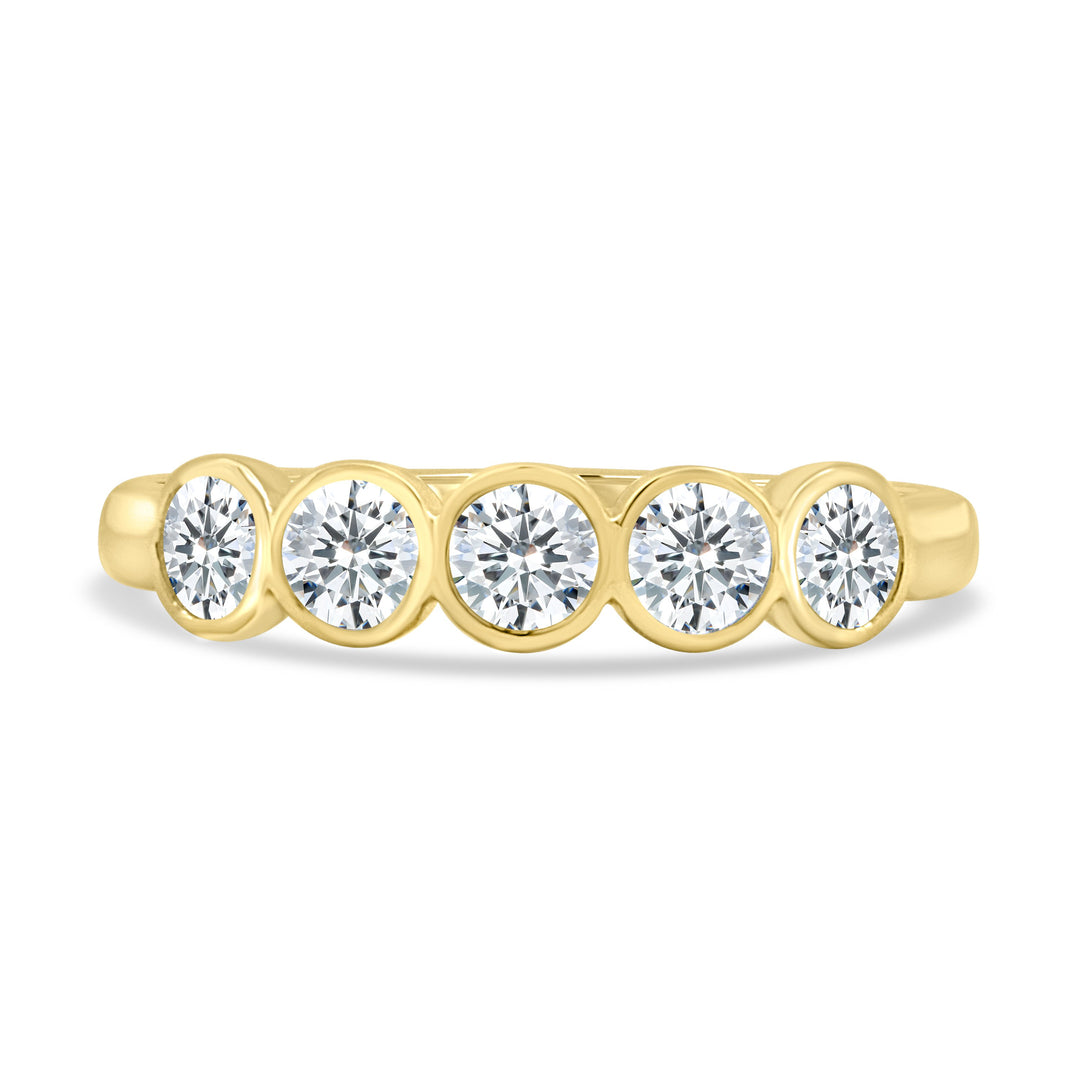 Round Lab Grown Diamond Half Eternity Bezel Set Wedding Band