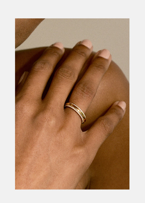 Two Row Pave Diamond Wedding Band