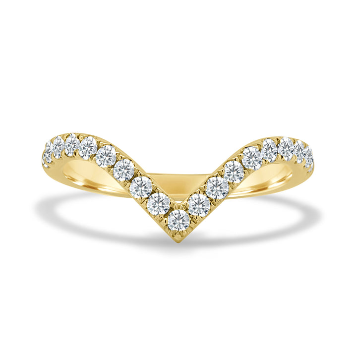 Round Lab Grown Diamond V Shape Half Eternity Pave Wedding Band