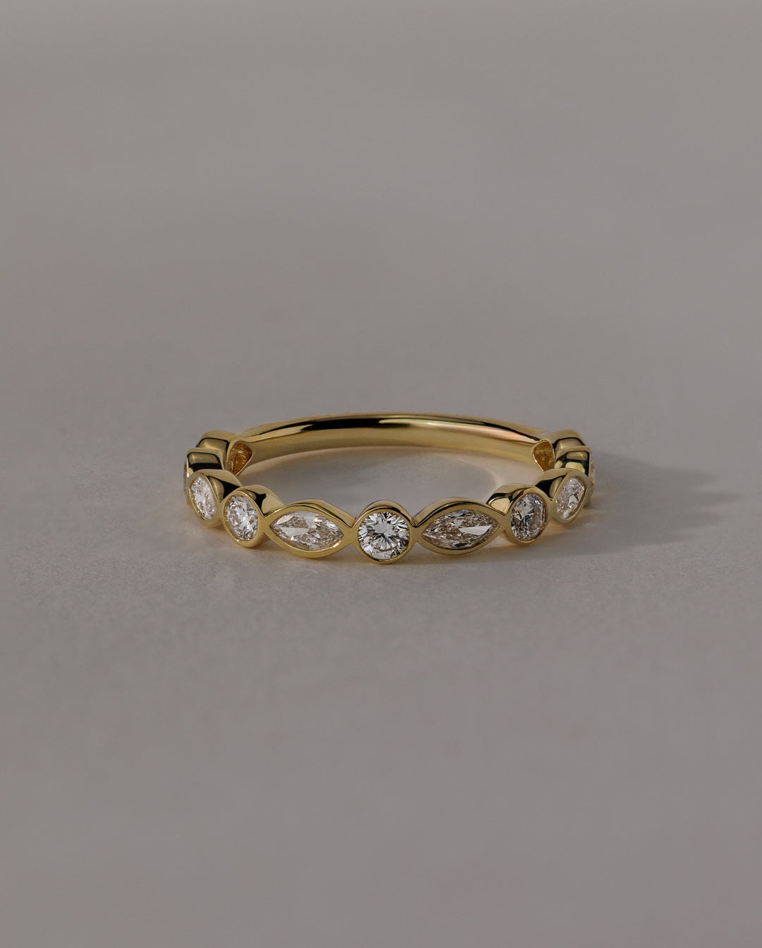 Round & Marquise Bezel Set Wedding Band