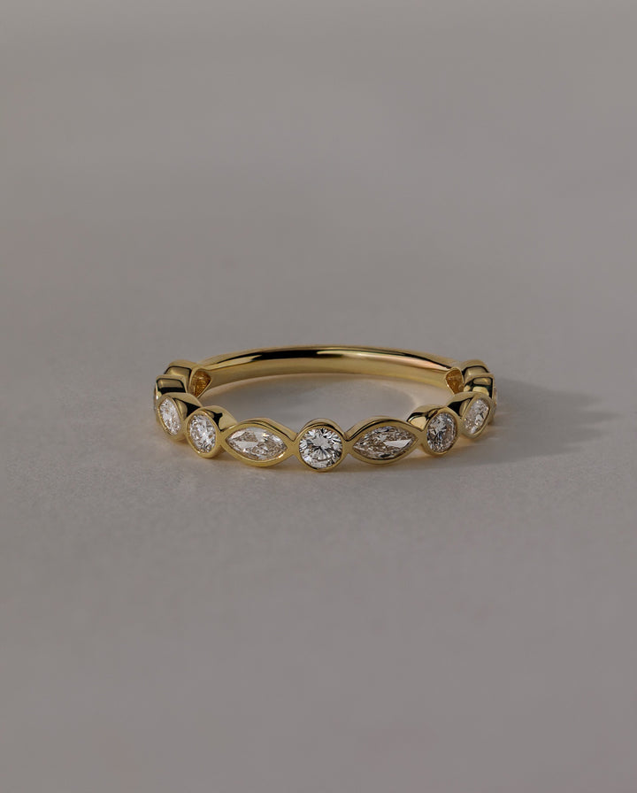 Round & Marquise Bezel Set Wedding Band