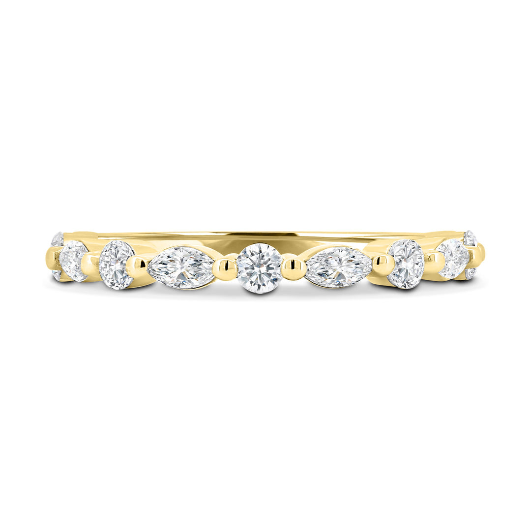 Round & Marquise Lab Grown Diamond Bar Setting Wedding Band