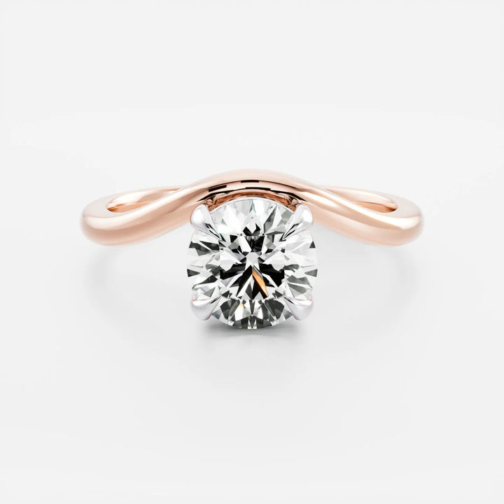 round curved engagement ring solitaire lab diamond 1ct USA