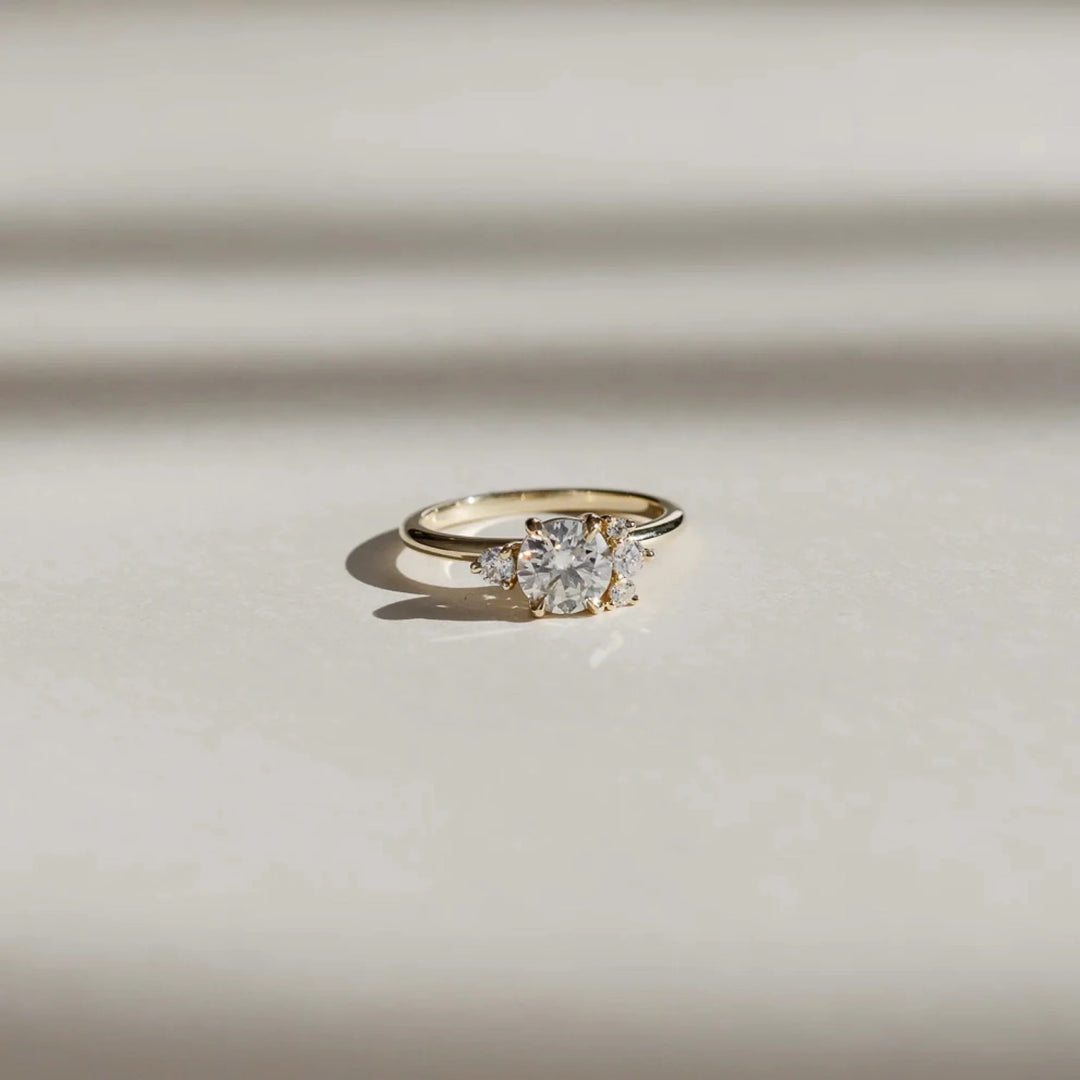 modern round cluster diamond engagement ring lab grown IGI USA