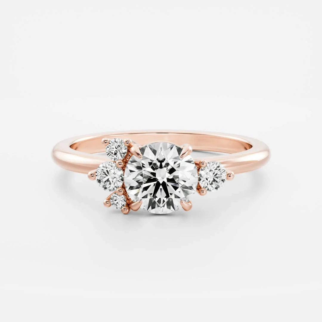 round cut cluster diamond engagement ring 2 carat lab grown IGI certified