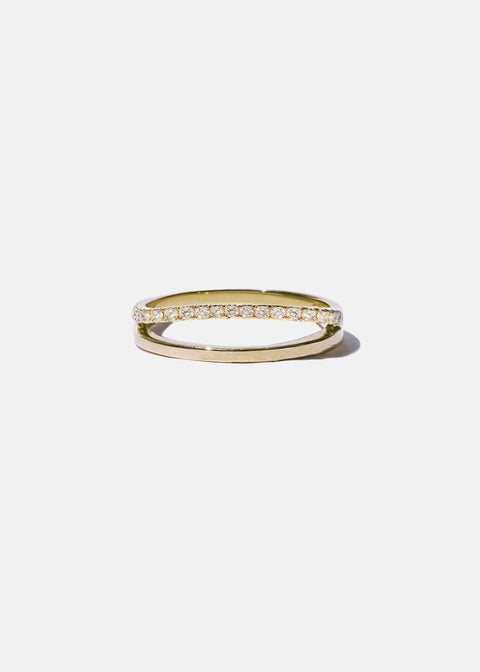 Round Pave Double Band Lab Grown Diamond Wedding Band