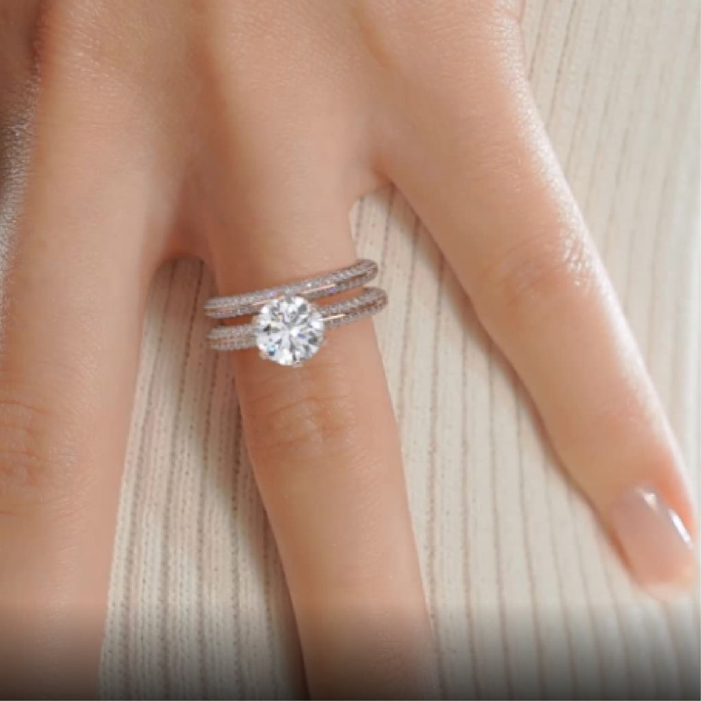 Round Solitaire Diamond Ring Set